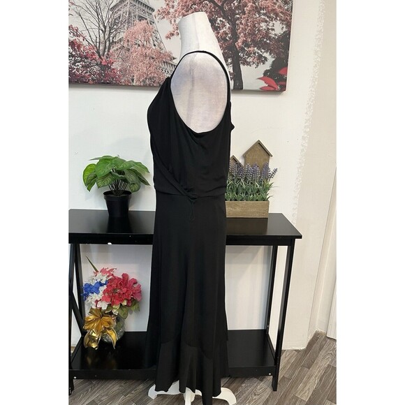 NINE WEST Women’s Dress Size 12 Straps And Sash 100% Silk Asymmetrical V Neck - Picture 6 of 12